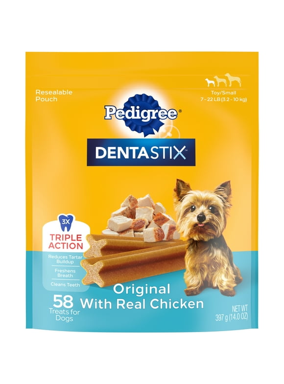 Pedigree Dentastix Original Flavor Dental Bone Treats For Toy/Small Dogs, 13.97 oz Pack (58 Treats)