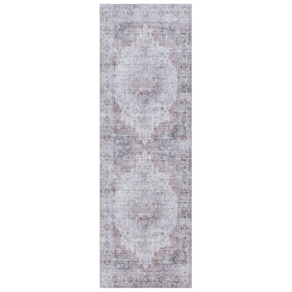 SAFAVIEH Tucson Nazca Traditional Machine Washable Runner Rug, Beige/Light Sage, 2'6" x 8'