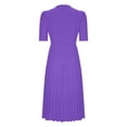 thumbnail image 4 of Summer Dresses for Women 2025 Plus Size Csual Pleated Short Sleeve Crew Neck Short Dress with Zipper Sundresses for Women Beach Fashion, 4 of 5