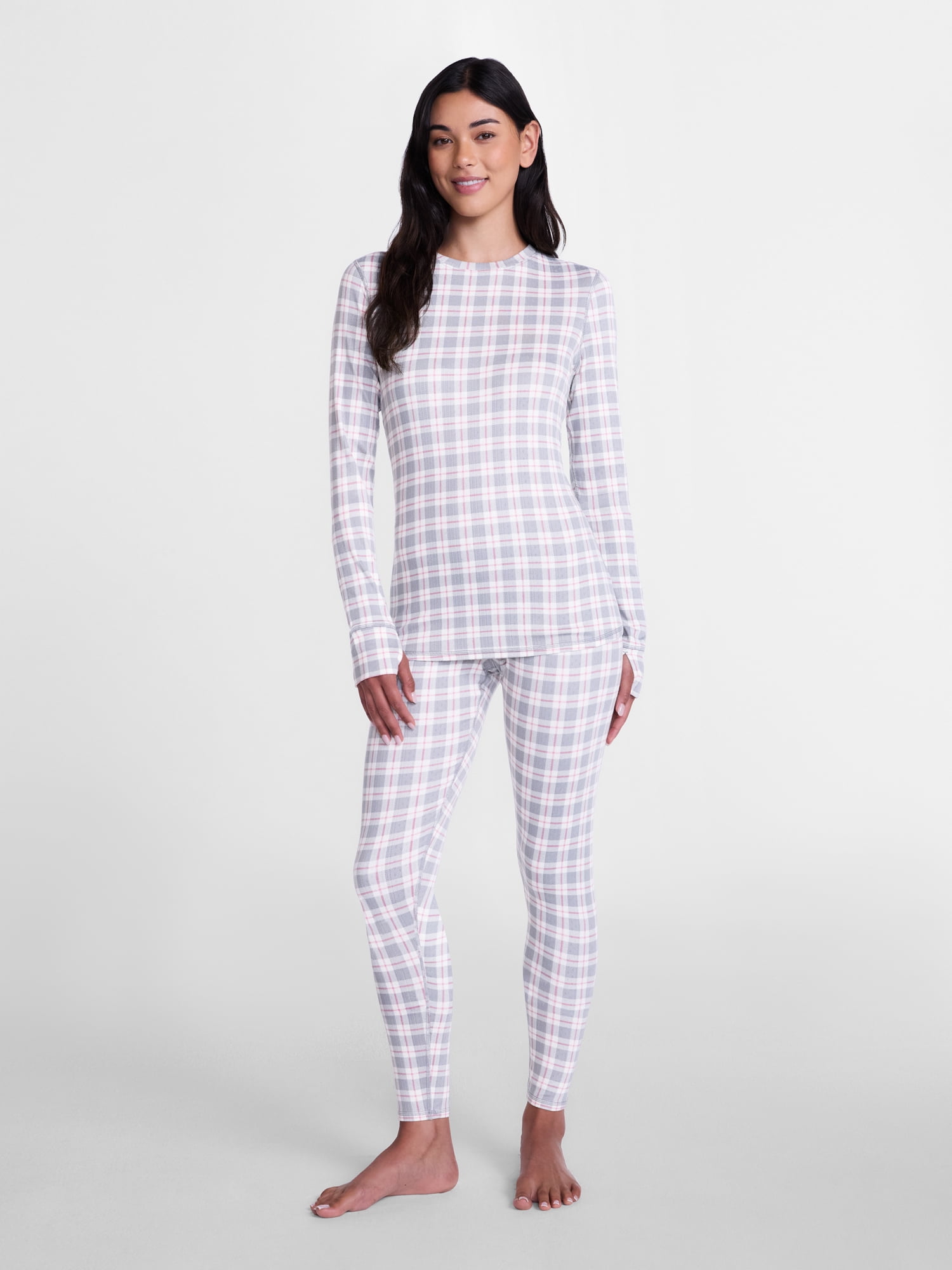 ClimateRight by Cuddl Duds Women's Pointelle Knit 2PC Top and Legging Thermal Base Layer Set, Sizes XS to 4X