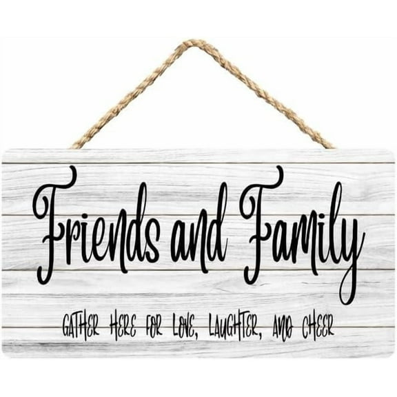 Rustic Wooden Sign Decor - Friends And Family Gather Here For Love,Laughter And Cheer - Wood Plaque Home & Office Inspirational Gifts Hanging Wall Signs 6x12 IN