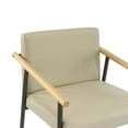 thumbnail image 4 of Christopher Knight Home Mid-Century Modern 26" Counter Height Stools, Metal Frame, Wood Armrests, Khaki Cushion, Set of 2, 4 of 8