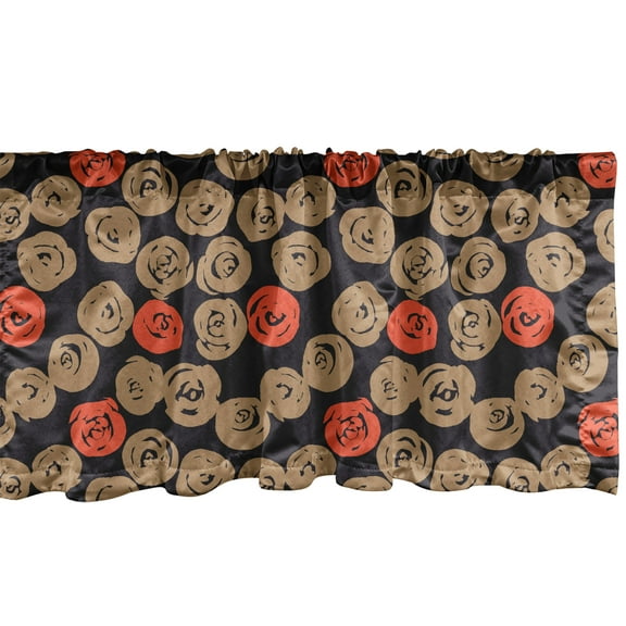 Ambesonne Romantic Window Valance, Rose Petals with Vintage Influences, Curtain Valance for Kitchen Bedroom Decor with Rod Pocket, 54" X 12", Umber Multicolor