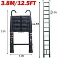 12 FT Aluminum Telescoping Ladder with 2 Detachable Roof Hooks