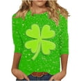 thumbnail image 2 of Xuyuer Womens 3/4 Sleeve St. Patrick's Day T-Shirts Crew Neck Spring Graphic Tee Tops Cute Tunic Tops Basic Tees Blouses Business Work Tee Top Merry and Bright Graphic Tee Tops, 2 of 6