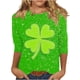 thumbnail image 2 of RKSTN 3/4 Length Sleeve Womens Tops Oversized Crewneck St Patricks Day Lucky Shamrocks Graphic Print T Shirt Womens Casual Plus Size Round Neck Loose Irish Festivities Three Quarter Sleeve Shirt, 2 of 6