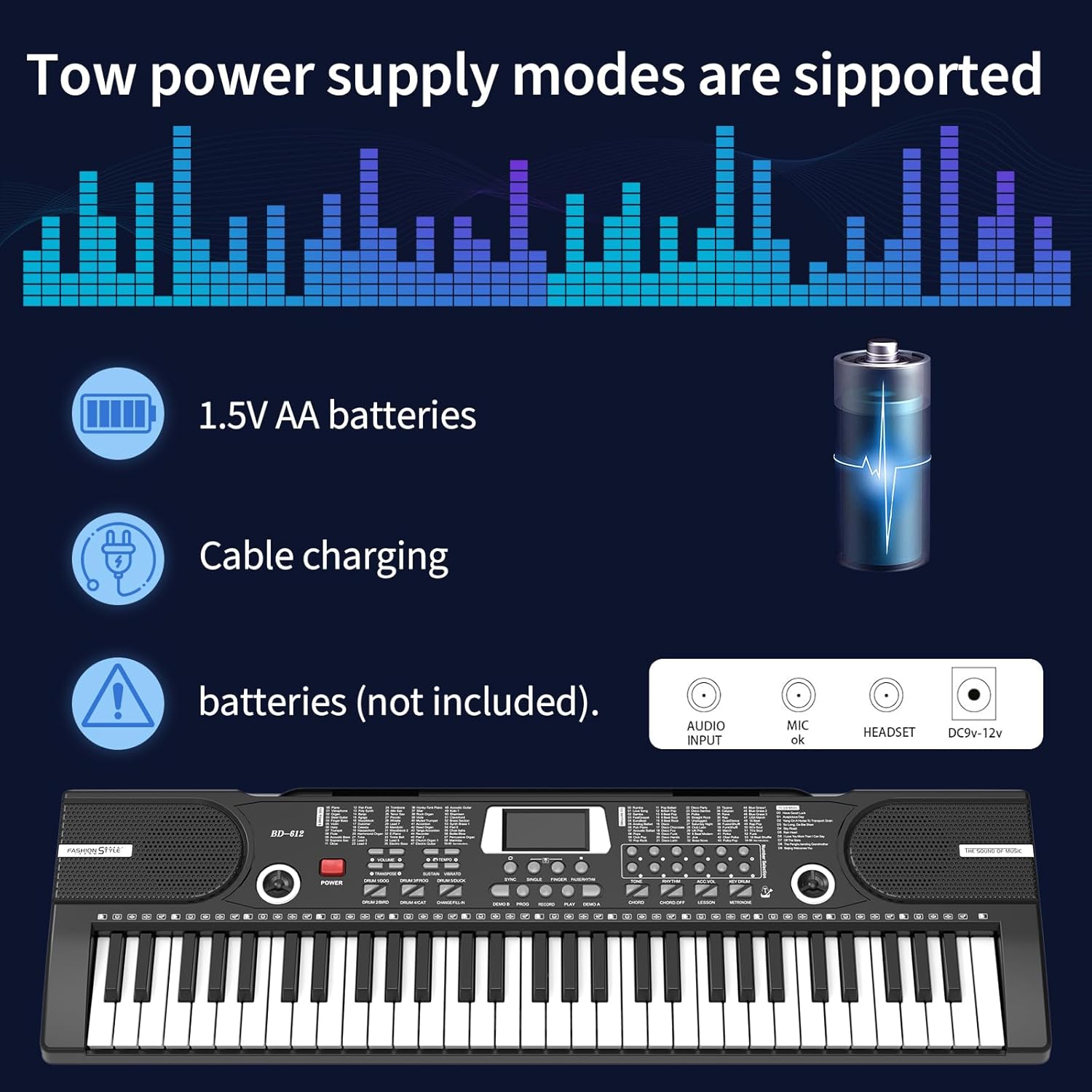61 Keys Digital Keyboard Piano Electronic Keyboard Musical Instrument Built-In Speaker with Stand Microphone & Music Stand Xmas Gift for Children, Boys, Girls