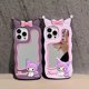 thumbnail image 2 of Bonita funda de teléfono con pajarita 3D Sanrio Kuromi con espejo de tocador para IPhone 11, 12, 13, 14 Pro Max, 14 Pro Girl, funda trasera suave anticaída Fivean unisex, 2 of 2