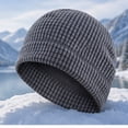thumbnail image 4 of GSPCLAM Mens Hats Winter Fleece Thick Windproof Outdoor Activity Beanie Hats Solid Color Waffle Textured Beanie Dark Gray, 4 of 5