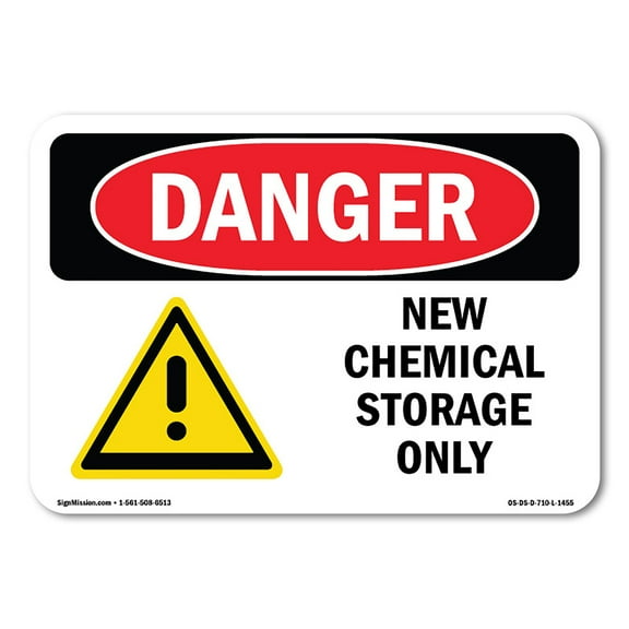 OSHA Danger Sign - New Chemical Storage Only | Plastic Sign | Protect Your Business, Construction Site, Warehouse & Shop Area |  Made in The USA
