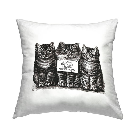 Stupell Industries Normal Three Cats Ago Humorous Vintage Pets Design by Amy Brinkman Throw Pillow