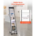 thumbnail image 2 of KFFKFF 6-Tier Metal Brochure Display Rack with Wheels, Narrow Floor-Standing Magazine Holder for Offices, Shops, and Exhibitions (6 Pockets), 2 of 9