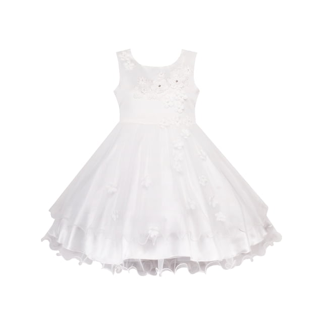 Robe de Demoiselle d'Honneur Blanche pour Filles 4 Ans