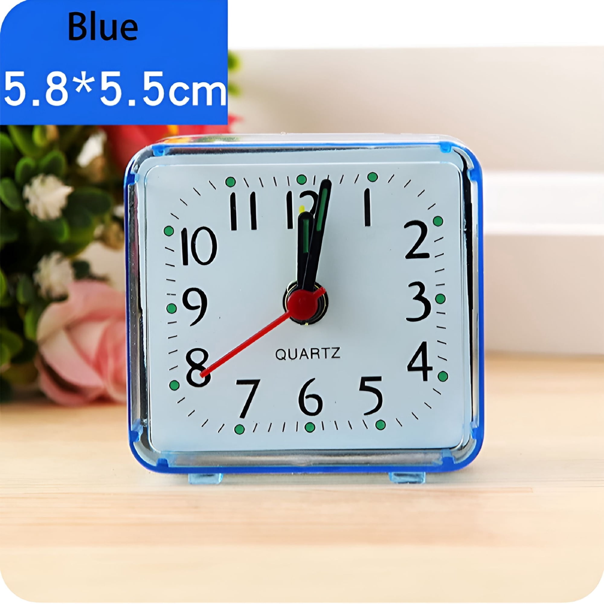DESIGNICE 2026 New Square Small Battery Powered Analog Travel Alarm Clock Silent No Tick,Analog Quartz Silent Bedside Clock,Beep Sound Gentle Wake-Up,Simple Operation