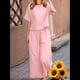 thumbnail image 4 of Conjunto de 2 Piezas para Mujer: Blusa de Media con Cuello y Pantalón con Bolsillos, Informal para el Trabajo y Viajes. Rosa XL, 4 of 6