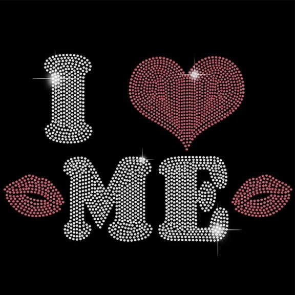 I Love ME Iron on Rhinestone Transfer Bling Rhinestone T-Shirt Transfer Rhinestone Iron on Heat Transfer Hot Fix Stickers DIY Decor for Clothing Hoodies Birthday Gift