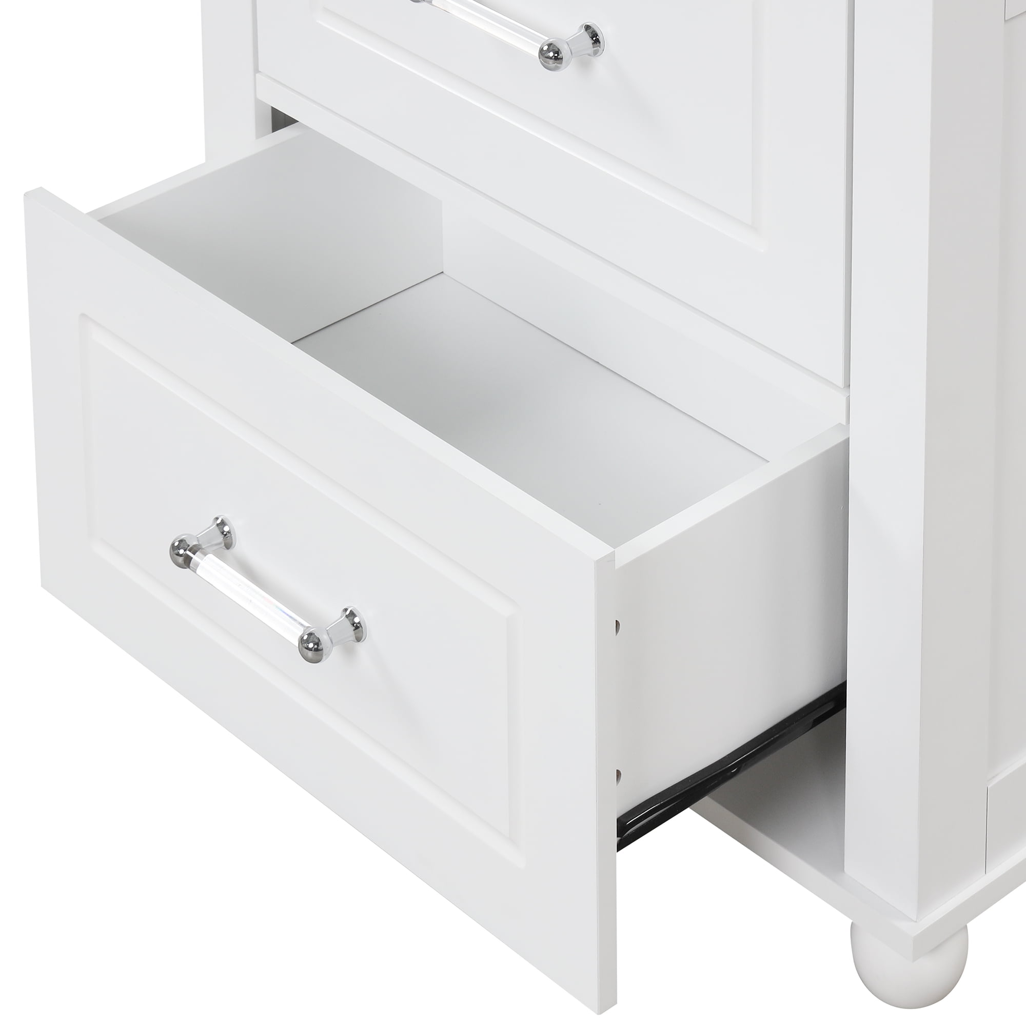 EUROCO 61.4'' Tall Bathroom Storage Cabinet, MDF Board Floor Storage Cabinet with Door, 2 Drawers and Adjustable Shelf, Freestanding Cabinet with Painted Finish for Bathroom, Living Room, White