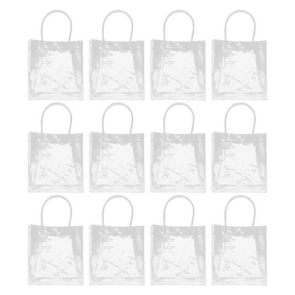 12pcs Clear Plastic Gift Bags Reusable Gift Wrapping Tote Bags