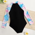 thumbnail image 3 of lnmuld Girls Swimsuits Long Sleeve Front Zipper Swimsuit Floral Print Beachwear for Summer Swimming and Sun Size:11-12 Years, 3 of 5