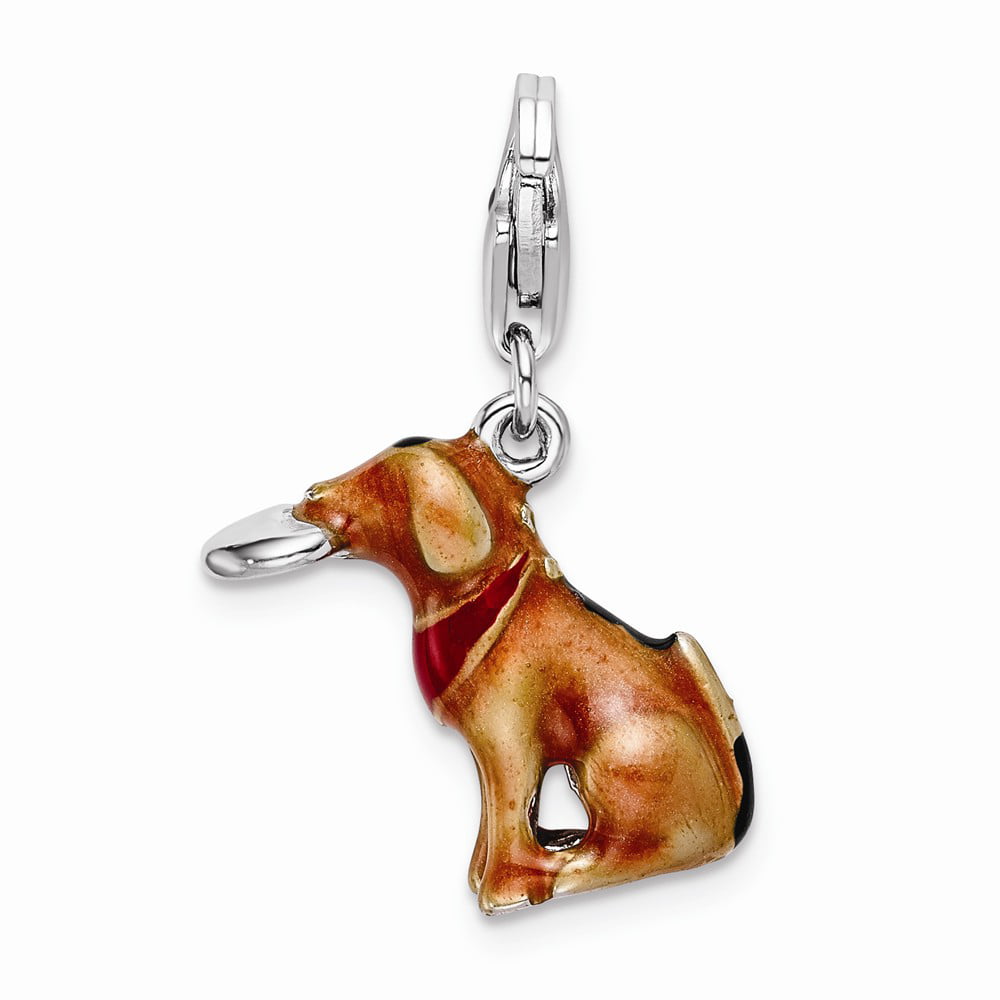 Sterling Silver Enameled Dog Lobster Clasp Charm