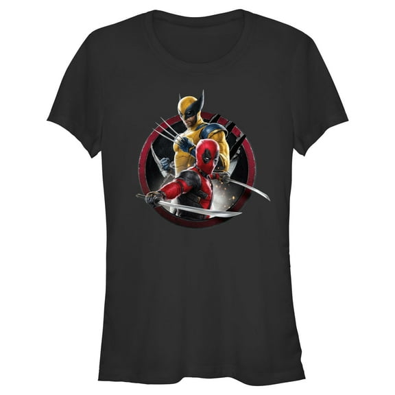 Junior's Marvel: Deadpool & Wolverine Badge Graphic T-Shirt