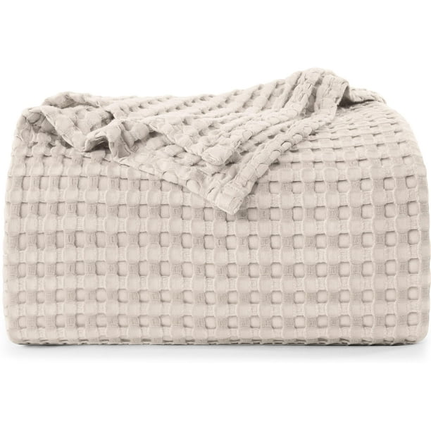 Colcha Utopia para ropa de cama tipo gofre, 100% algodón, 300 g/m², color caqui king