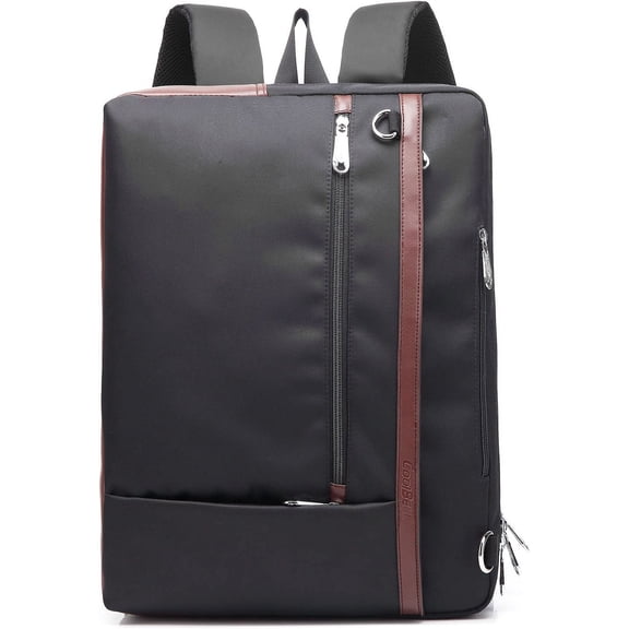 CoolBELL Convertible Backpack Messenger Bag Shoulder Bag Laptop Case Handbag Business Briefcase Multi-Functional Travel Rucksack Fits 17.3 Inch Laptop for Men/Women (Black)