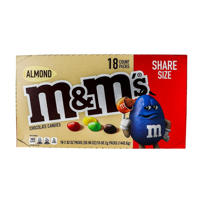 M&M'S Almond Chocolate Candy Sharing Size 2.83-Ounce Pouch 18