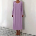 thumbnail image 7 of Generic Women's Flowy Long Sleeve Maxi Dress Casual Boho Crew Neck Oversized Dresses Casual Solid Fashion Vacation Beach Dress, 7 of 7
