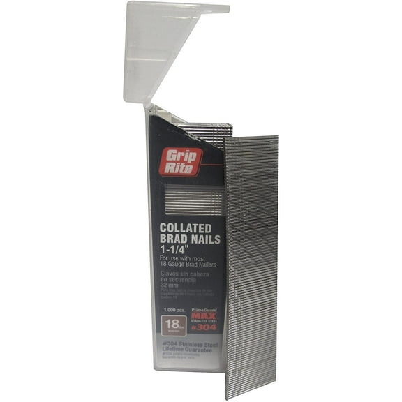 Grip-Rite Brad Nails MAXB64876 - 18 Ga 304 Stainless Steel - 3 Pack, 1-1/4 In, Silver