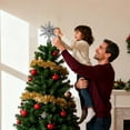 thumbnail image 3 of Christmas Tree Topper Christmas Decorations 8" Silver Metal Glitter Tree Topper Snowflake for Christmas Tree Decorations Home Holiday Xmas Party Indoor Office Decor, 3 of 6