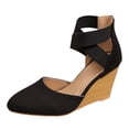 thumbnail image 6 of Rokment Strappy Wedge Heeled Dressy Shoes for Women Ladies 2026 Summer Fall Fashion Casual Pointed Closed Toe Ankle Strap Dress High Heels Sandals Bride Wedding Business Work Black Size 6, 6 of 8