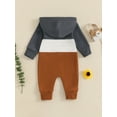 thumbnail image 6 of Loicainy Baby Toddler Boy Fall Romper 3 6 12 18 Months Contrast Color Long Sleeve Hood Full Length Pocket Jumpsuit, 6 of 9