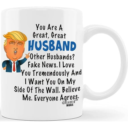 

Donald Trump Terrific Husband Funny Husband Coffee Mug Cup Best Anniversary Birthday Valentines Day Christmas Gag Gifts For Hubby Spouse Mr Partner Men Unique Gift Idea From Wife