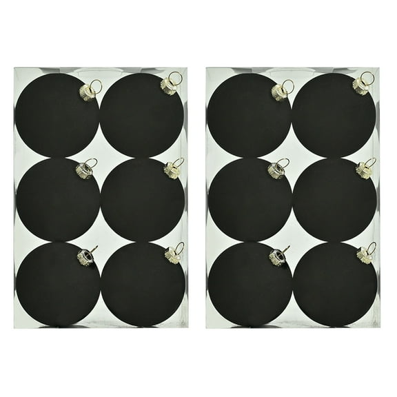 12 Pcs Velvet Christmas Ball Ornaments Christmas Baubles Decorations Flocked Christmas Tree Decorations Set Assorted Shatterproof Hanging Ornaments for Xmas Party Home Holiday Decor (Black,3.26 Inch)