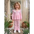thumbnail image 5 of RUINIXCW Toddler Girls Fall Outfits Long Sleeve Striped Tops and Ruffled Pants Set, 5 of 8