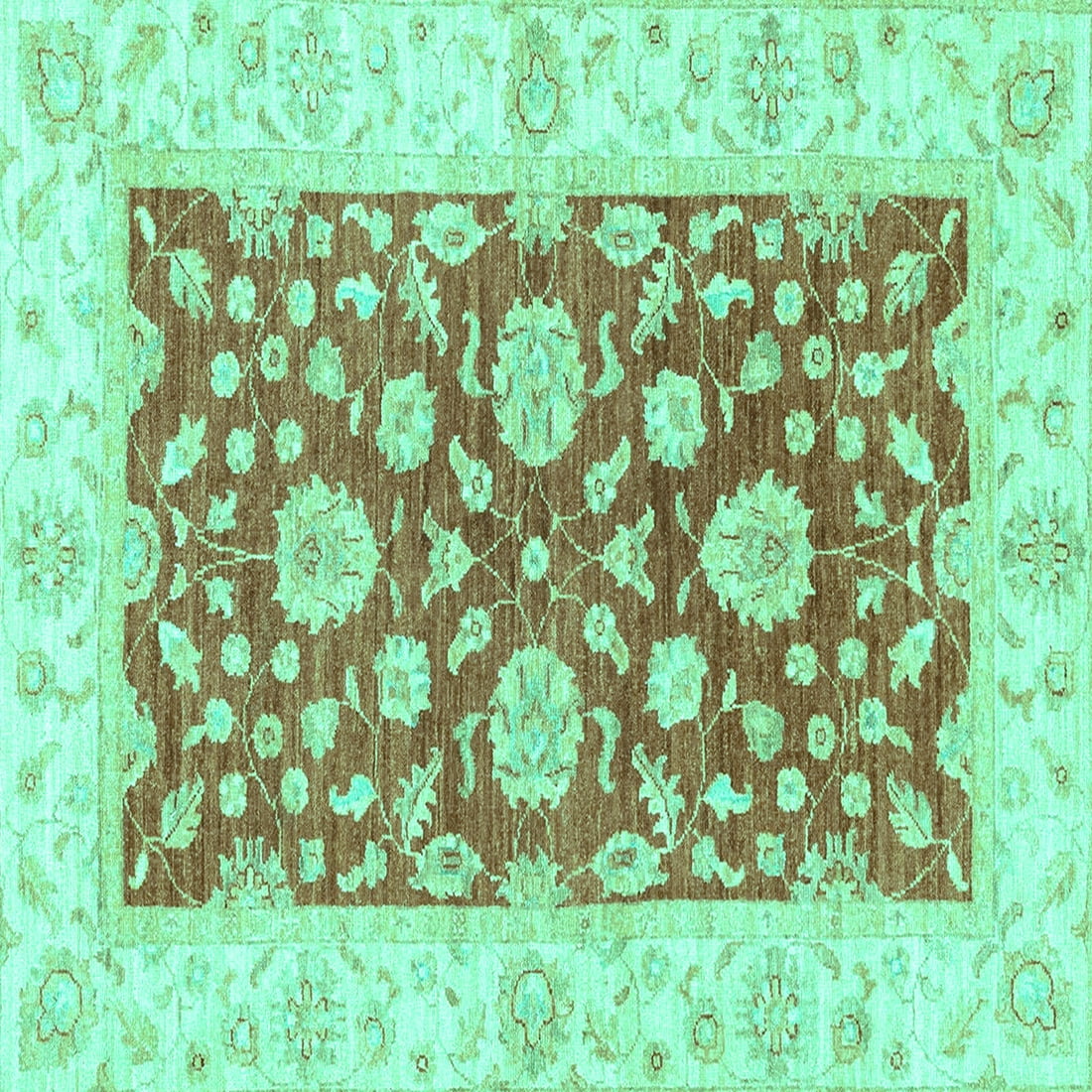 Ahgly Company Indoor Square Oriental Turquoise Blue Traditional Area ...