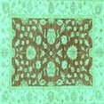 thumbnail image 1 of Ahgly Company Machine Washable Indoor Square Oriental Turquoise Blue Traditional Area Rugs, 4' Square, 1 of 4