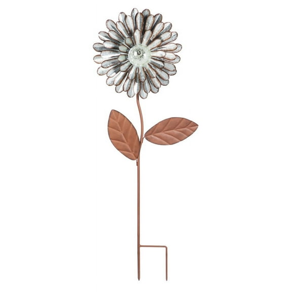Evergreen Daisy Glow in the Dark Galvanized Floral Garden Stake, 10.5''x 3.3'' x 34.5'' inches