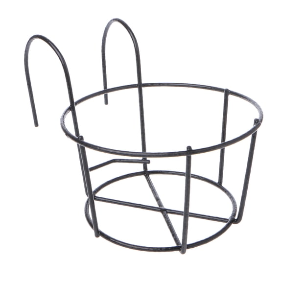 JZROCKER Balcony Round Flower Basket Iron Railing Fence Hanging Potted Plant Holder