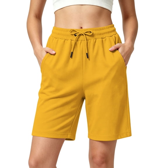 Tumotour Athletic Running Shorts for Women's Elastic Waist Outdoor Work Shorts Jogging Walkshort Drawstring Summer Straight-Leg Shorts with Pocket