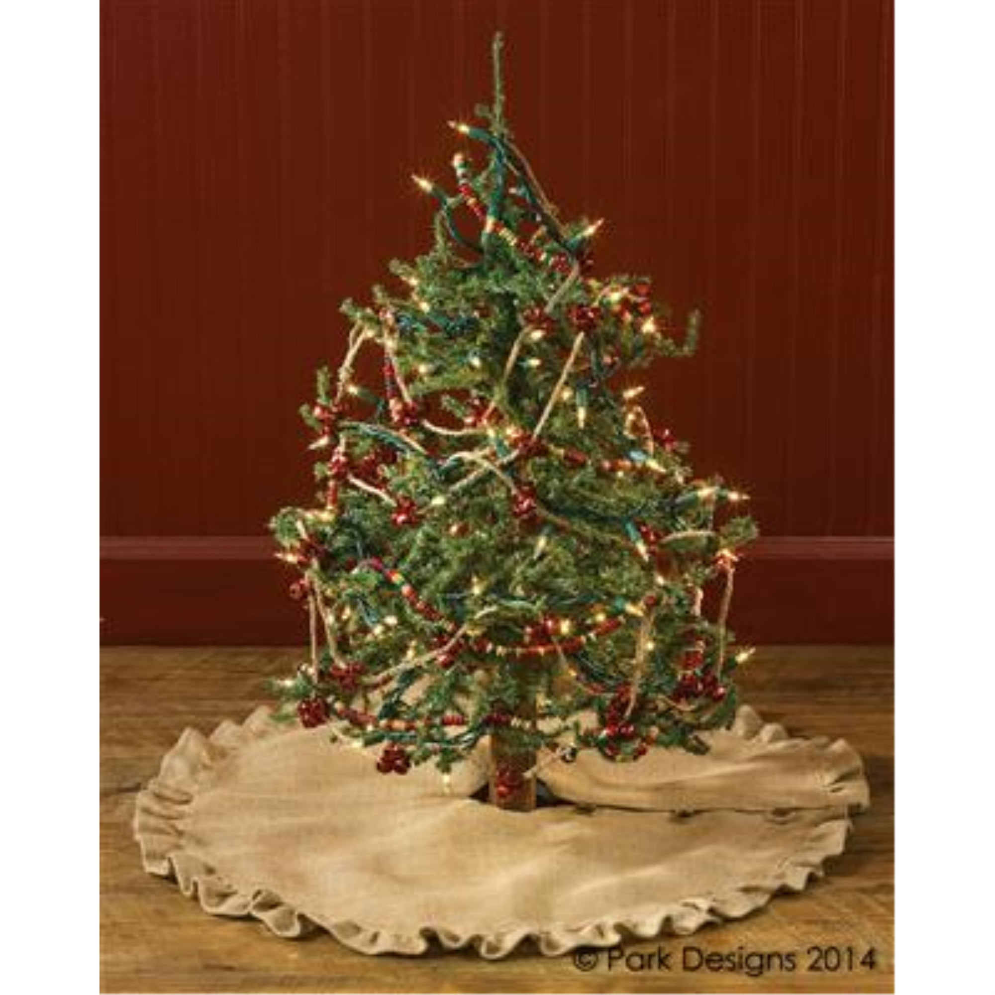 Brown Cream Christmas Tree Skirt 60" Faux Sheepskin by Park Designs 