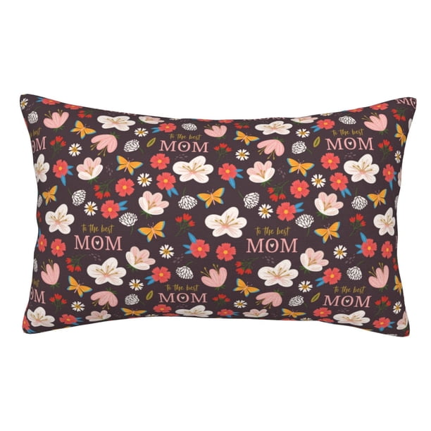 Fotbe To The Best Mom Funda de Almohada Decorativa Estilo Occidental, Lujo en Algodón, Fundas para Almohadas King, Cojín Estampado para Decoración del Hogar-16"x24"