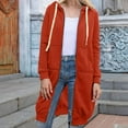 thumbnail image 4 of Lindreshi Winter Coats for Women Plus Size Clearance Fashion Womens Casual Color Long Sleeve Cardigan Hooded Mid-length Coat, 4 of 7