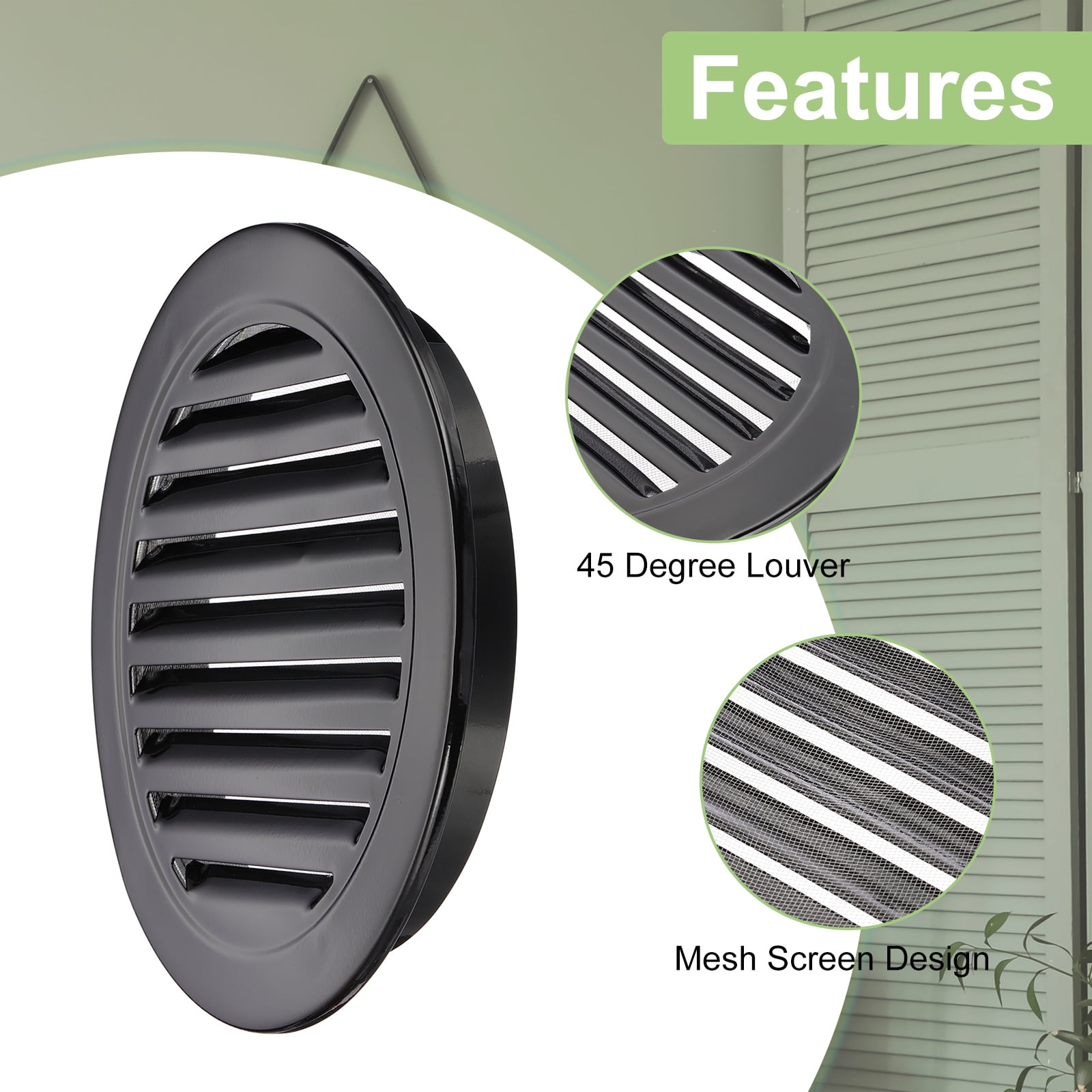Round Soffit Vent, Aluminum Alloy Wall Vent Grille Cover for Exhaust Black 10 Inch