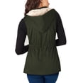 thumbnail image 2 of Ma Croix Womens Fur Lined Twill Vest With Hood Ultra Soft Faux Fur Lining Zip Up Cargo Gilet Heat Insulation, 2 of 6