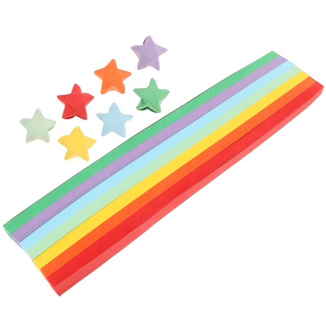 UPOUART 540Pcs Bright Colored Paper Star Origami for Art and Craft Making 7 Colors