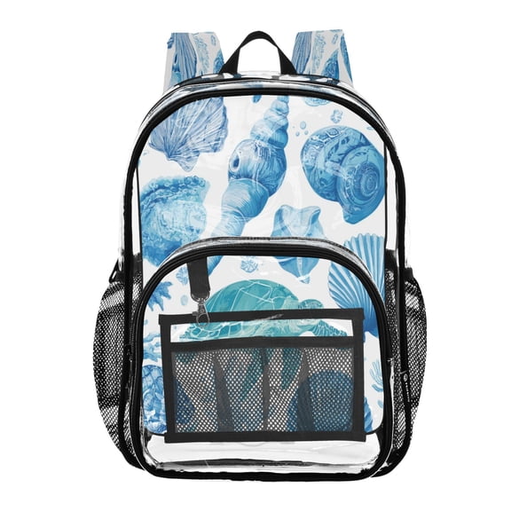 PVC Transparent Backpack Stylish & Durable Clear Backpack Perfect for School, Travel and Outings Marine Organismsd