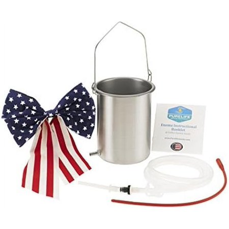 Purelife Coffee Enema Kit - Made in the USA Enema Bucket - Medical Grade Silicone Enema Hose - Non Toxic