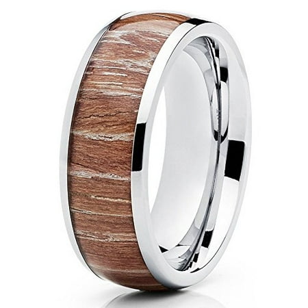engagement titanium ring wood 8mm ashen comfort band